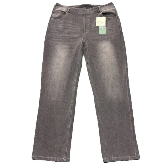 Halara Flex Denim Womens Size XL Gray Wide Leg Baggy Pull On Pants Jeans NWT - Picture 1 of 9